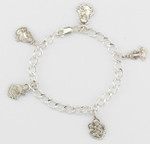 Solid Sterling Silver Patron Saint Charm Bracelet 
