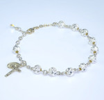 7MM Semi-Frosted Round Sterling Silver Rosary Bracelet 