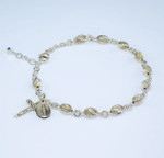 7MM Sterling Silver Twisted Oval Corrugated Rosary Bracelet 