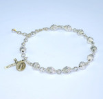 Sterling Silver Bicone Corrugated Rosary Bracelet 