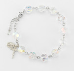 10MM Sterling Silver Crystal Rosary Bracelet  
