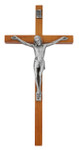 Walnut Wall Crucifix with Silver Corpus - 10"