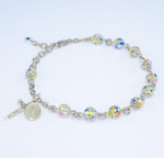 6MM Rose Embedded Murano Glass Bead Rosary Bracelet 