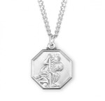 Sterling Silver Octagon-Shaped St. Christopher Medal - 24" Chain
