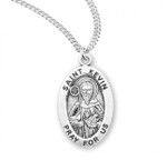 Sterling Silver Oval St. Kevin Medal - 20" Chain