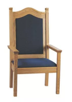 High-Back Wooden Pulpit Chair with Arms & Cushion – 49"