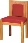 Wooden Sanctuary Side Chair with Upholstered Back & Carved Trim – 34"
