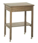 Solid Oak Church Credence Table with Shelf – Optional Brass Casters – 30"
