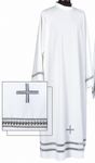 Pure White Misto Cotone Alb with Lace Insert and Silver Embroidered Cross