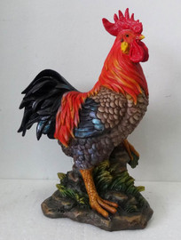 17" Heaven's Majesty Nativity Rooster - made of fiberglass and resin. Suitable for indoor and outdoor use. This 17in. rooster is the perfect piece to add to your 39" Heaven's Majesty Nativity Set (item #53398).  According to legend the rooster has only crowed once at mid-night. This was to announce the birth of the Baby Jesus. For this reason, Spanish and Latin American Countries call their midnight mass on Christmas Eve the Mass of the Rooster, or Misa del Gallo.

 