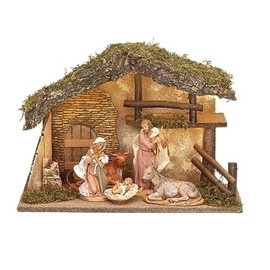 7.5" SCALE 5 FIGURE NATIVITY W/USB LED ITALIAN STABLE