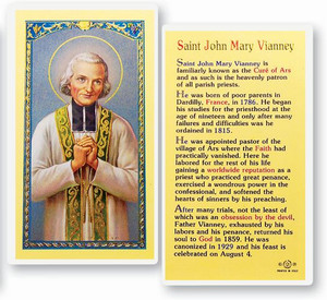St. John Mary of Vianney Laminated Holy Card with short bio