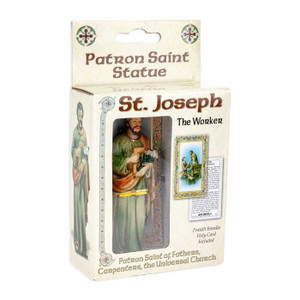 St. Joseph the Worker Hand Painted Solid Resin Statue - 4"