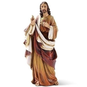 Sacred Heart of Jesus 6.25" Statue is made of a resin/stone mix. Dimensions: 6.25"H 2.5"W 2"D