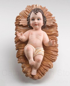 Baby Jesus in a manger two piece figurine.