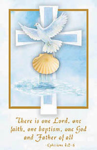 Baptism holy cards with the verse from Ephesians 4:5-6 - St. Jude Shop