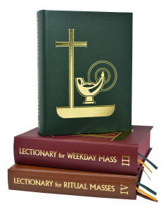 The Lectionary for Weekday Masses from contains the complete Weekday Lectionary in liturgical use in the Catholic Church. The three magnificently illustrated volumes of the Weekday Lectionary include the Weekdays for Years I and II, Proper and Common of Saints, and Ritual and Votive Masses. Large, bold, easy-to-read type; a user-friendly layout that eliminates unnecessary page-turning; and over 20 beautiful liturgical drawings providing a pictorial introduction to each main section make this Weekday Lectionary invaluable to Ministers of the Word. Each volume of the Lectionary for Weekday Masses features ribbon markers, enabling the Lector or Gospel Reader to find the options quickly. With their durable, attractive binding, the 3 volumes of the Lectionary for Weekday Masses will stand up to daily use and last for many years.