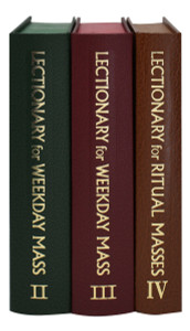 The Lectionary for Weekday Masses Chapel Edition contains the complete Weekday Lectionary in liturgical use in the Catholic Church. The three magnificently illustrated volumes of the Weekday Lectionary include the Weekdays for Years I and II, Proper and Common of Saints, and Ritual and Votive Masses. Large, bold, easy-to-read 11-pt. type; a user-friendly layout that eliminates unnecessary page-turning; and over 20 beautiful liturgical drawings providing a pictorial introduction to each main section make this Weekday Lectionary invaluable to Ministers of the Word. Each volume of the Lectionary for Weekday Masses features ribbon markers, enabling the Lector or Gospel Reader to find the options quickly. With their durable, attractive cloth binding, the three volumes of the Chapel Edition Lectionary for Weekday Masses will stand up to daily use and last for years.