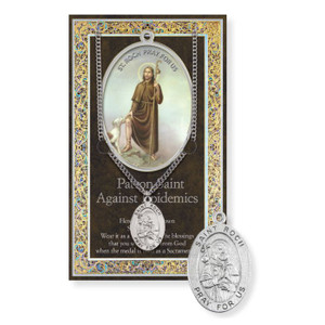 St Roch Pewter Pendant with Prayer Card