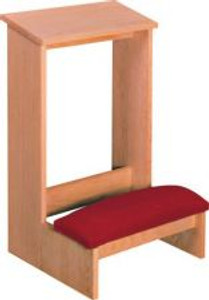  Square wooden structure with a red pad for kneeling and a plain design.