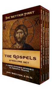 Every saint and renowned spiritual director through the ages has said the same thing: if we desire to become saints, we must spend time daily in meditation. With this book, Fr. John Bartunek has created an extensive, Christ-centered resource to serve as your daily meditation companion. The Better Part offers a practical explanation of Christian meditation as well as material to draw from during your meditations, including a Bible study on the Gospels, a survey of saints’ writings, and a handy guide to prayer. 

As you learn to read, meditate upon, absorb, and apply the Gospels to your life, you’ll also find ways to personalize your times of prayer, allowing you to follow the Holy Spirit’s lead along the path of holiness. Open these pages to discover the methods of meditation that best suit you, develop your friendship with Christ, and experience the true Christian joy of a deep, fruitful life of prayer.