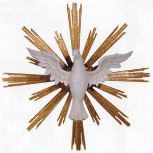 Holy Spirit - Wood Carved Symbol - From Demetz Art Studio in Italy Hand Carved in Linden Wood,full round for suspending, shown in traditional colors, rays gilded with genuine gold leaves. Available in multiple sizes.
Available Standard Sizes:
Wood (Wingspan/Diameter) - 16"/20", 24"/34"