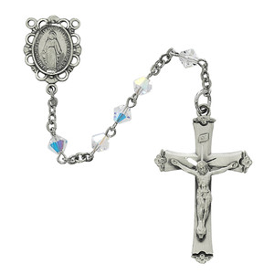  Sterling Silver 5 Millimeter Swarovski Crystal Rosary