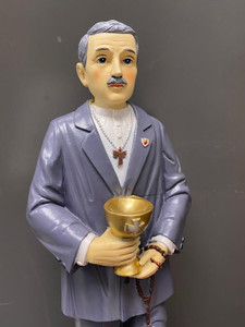 Beautifully designed statue of the Venerable Matt Talbot. Considered to be the Patron Saint of Alcoholism. His Feast Day is June 16. This Matt Talbot statue was designed by our artisans at the St Jude Shop. Matt Talbot statue is made of a resin material and stands almost 12" in height. This exquisite statue represents all areas of addiction-whatever it may be; Alcohol, drugs, cigarettes, gambling are all represented on this statue

Read his story below:


Matt Talbot was one of twelve children born to a poor family in Dublin. His addiction to alcohol began at twelve, when he got his first job with a wine merchant. Before long, drink had become the primary focus of his life. All the wages he earned carrying bricks went to support his addiction. What funds he lacked, he begged, borrowed, or stole.


This lasted until the age of twenty-eight, when he was overcome with disgust for his life. Entering a church, he made his confession and took the pledge of abstinence for three months. His mother had cautioned him: “Go, in God’s name, but don’t take it unless you are going to keep it.” Those first three months were agonizing. At one point he collapsed on the steps of a church, in despair at the thought of breaking his oath.


But he kept at it, renewed it for another three months, and thus, by constant vigilance, remained sober for the next forty-one years. From the point that he took the pledge, the focus of his life shifted dramatically. He became a Franciscan tertiary, attended daily Mass, ate sparingly, prayed half the night, and gave generously to charity. (He never carried money with him—always fearful of the temptation to step into a pub.)


On June 7, 1925, Talbot collapsed in the street and died. It was discovered that his body was wrapped in penitential chains, which were buried with him. His cause for canonization was soon opened, and in 1975 he was declared venerable. He is the patron of alcoholics.