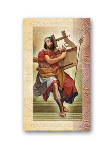 This pamphlet is a 2 page biography.  The pamphlet includes the name meaning, the patron attributes, Prayers and Feast Day are all included in the pamphlet. Gold stamped Italian art. 