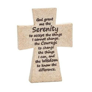 4.25" Serenity Prayer Cross. Made of a resin/stone mix