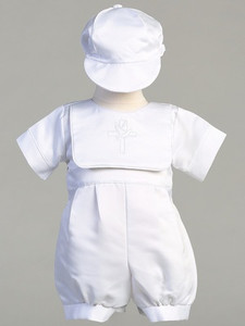 Kenneth Boys Romper Set w/ hat and embrod Bib