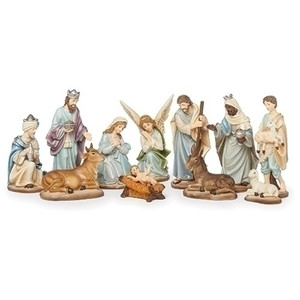 6"H 11pc Blue Nativity Set 