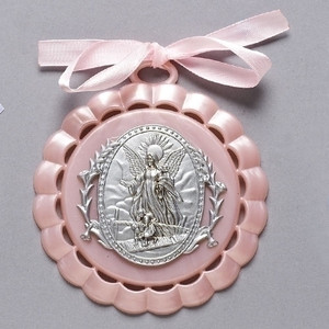 Pink or Blue Baptismal Cradle Medal