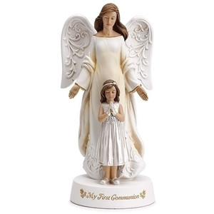 7.75"H Angel with Boy or Girl  Communion Figurine 