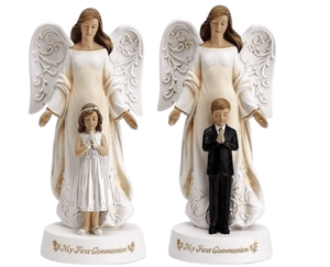 7.75"H Angel with Boy or Girl Communion Figurine