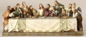 4.5"H Last Supper Figure. Resin/Stone Mix. Dimensions: 4.5"H x 11.25"W x 4.25"D