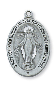 Large Miraculous Medal Rhodium Pendant 