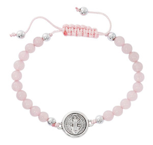 Adjustable St Benedict Bracelet, Available in Rose Quartz and Turquoise 