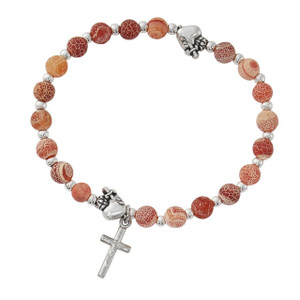 Sacred Heart of Jesus Gemstone Two-Decade Rosary Bracelet