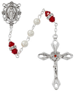 6MM Pearl and Garnet Rosary Bracelet - January Birthstone 