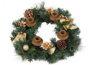 Traditional Gold Pine Cone Advent Wreath