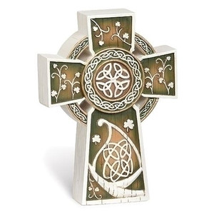 7" Celtic Tabletop Cross – Wood-Carved Finish