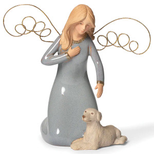 Ceramic Angel with Dog Figurine