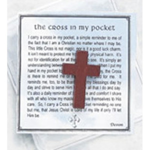 Wooden Cross in My Pocket Token and Prayer Card