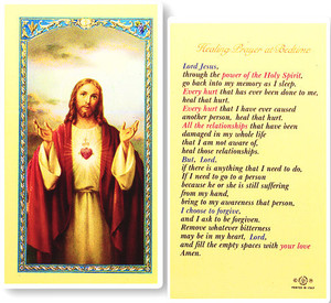 Healing Prayer at Bedtime Laminated Holy Card 