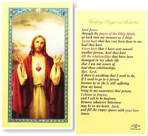Healing Prayer at Bedtime Laminated Holy Card 