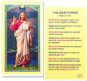 The Beatitudes Laminated Holy Card 