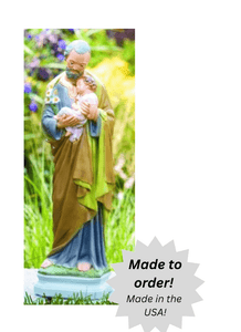 Saint Joseph With Child Jesus Outdoor Cement Garden Statue - 16" or 24"
