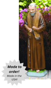 Padre Pio Outdoor Cement Garden Statue - 25" or 30" 