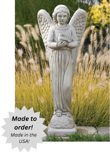 Angel With Dove Outdoor Cement Garden Statue - 29"